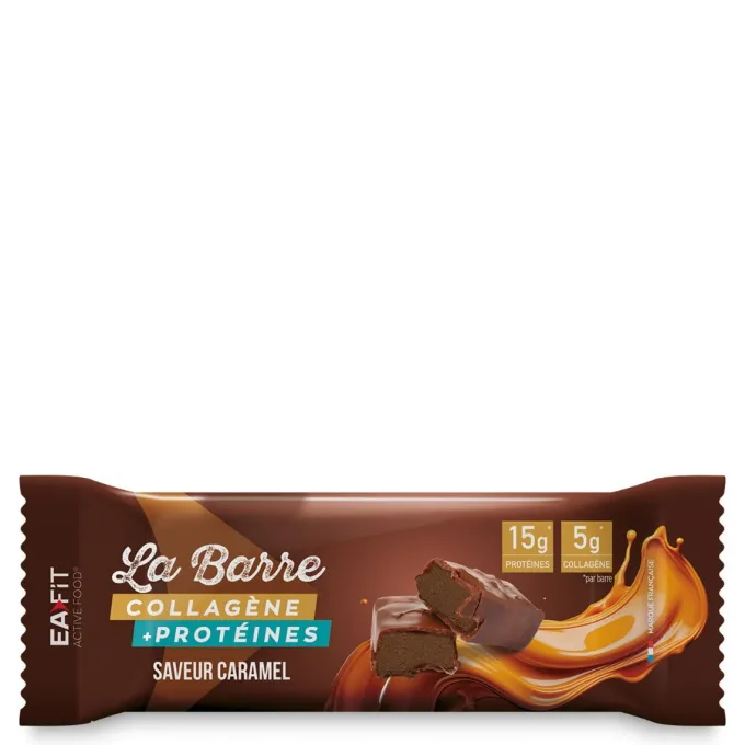 Barre Protéinée Collagène Caramel – 15g Protéines & 5g Collagène