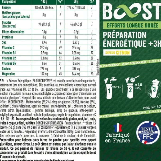 Boisson énergétique PUNCH POWER - Boost énergétique +3H - Citron