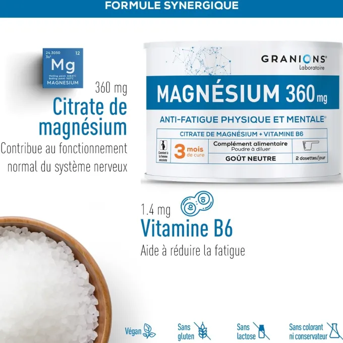 Citrate de Magnésium en poudre - 360 mg