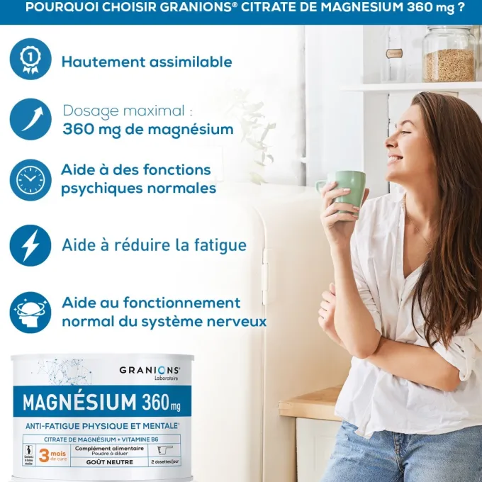 Citrate de Magnésium en poudre - 360 mg