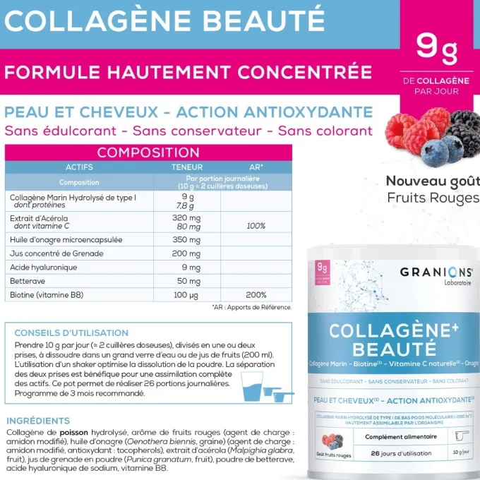 Collagène + beauté goût fruits rouges