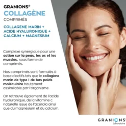 Collagène marin, Acide Hyaluronique, Calcium & Magnésium format éco 2 mois