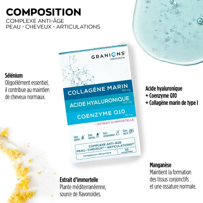 Complexe anti-âge Collagène, Acide Hyaluronique & Coenzyme Q10