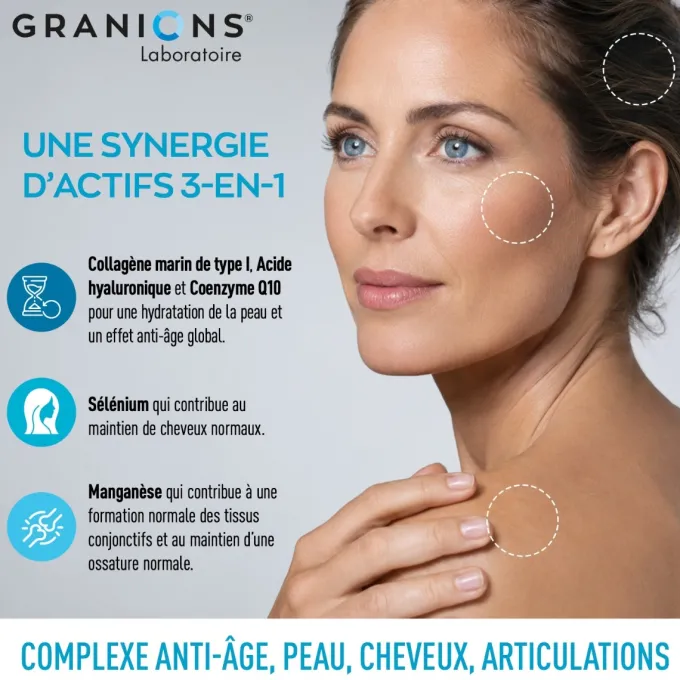 Complexe anti-âge Collagène, Acide Hyaluronique & Coenzyme Q10 - Format 3 mois