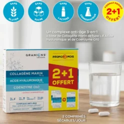 Complexe anti-âge Collagène, Acide Hyaluronique & Coenzyme Q10 - Format 3 mois