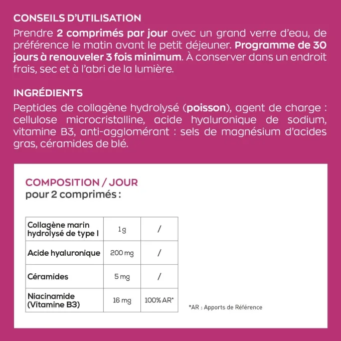 Complexe Hydratation - Tonicité, élasticité & hydratation de la peau - 60 comprimés