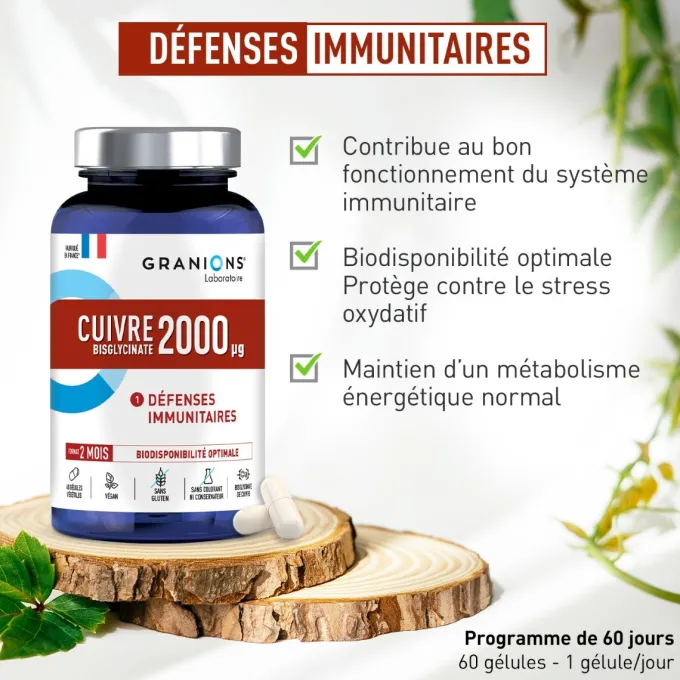 Cuivre bisglycinate - 60 gélules