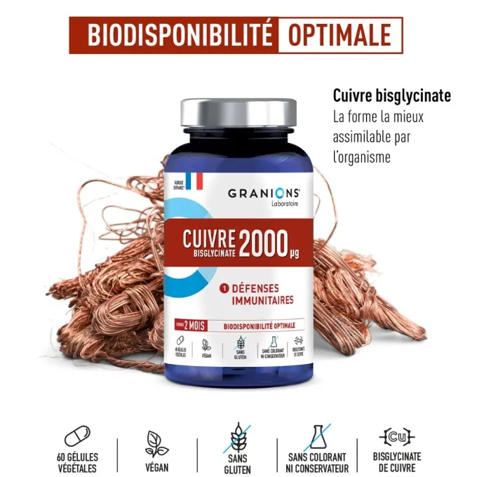 Cuivre bisglycinate - 60 gélules