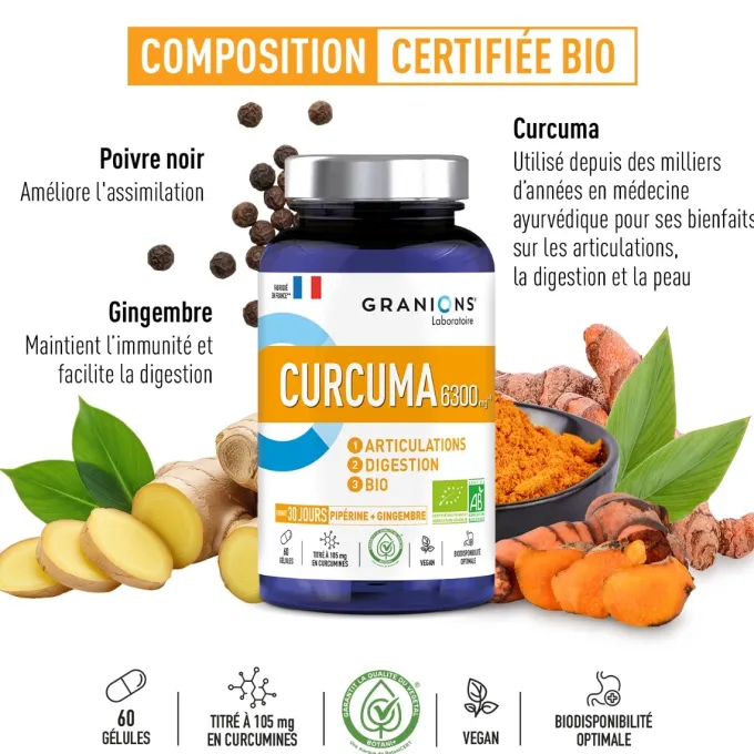 Curcuma 6300mg BIO - 60 gélules
