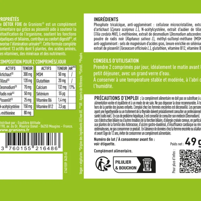 Detox Foie - 1000 mg - 60 comprimés
