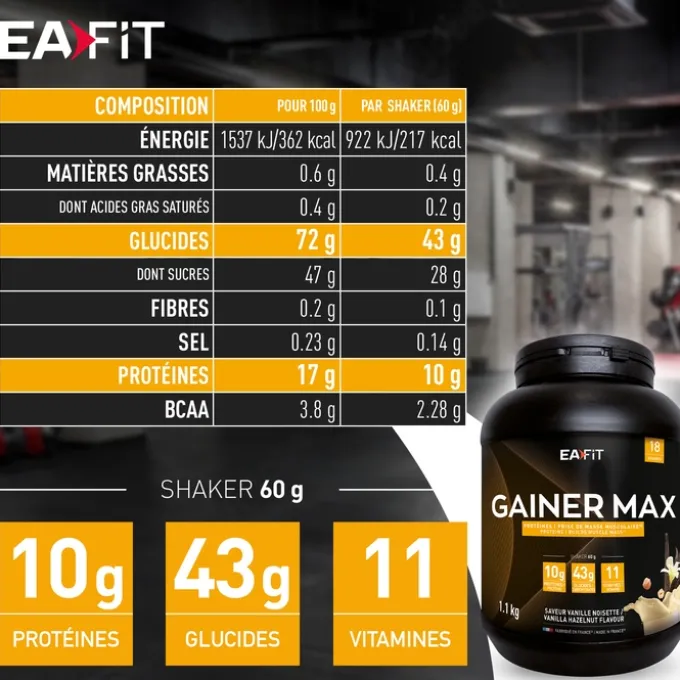 EAFIT Gainer Max Vanille Noisette 1,1 kg
