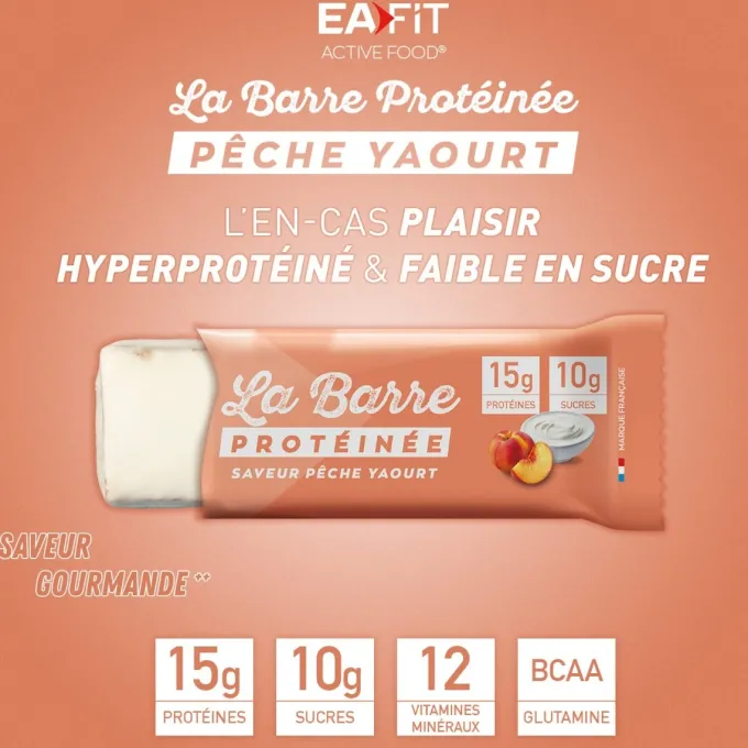 EAFIT La Barre Protéinée Pêche Yaourt - Boite de 24 barres