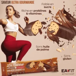 EAFIT La Barre Protéines + Vitamines 49 g - Chocolat Cacahuétes - Lot de 24
