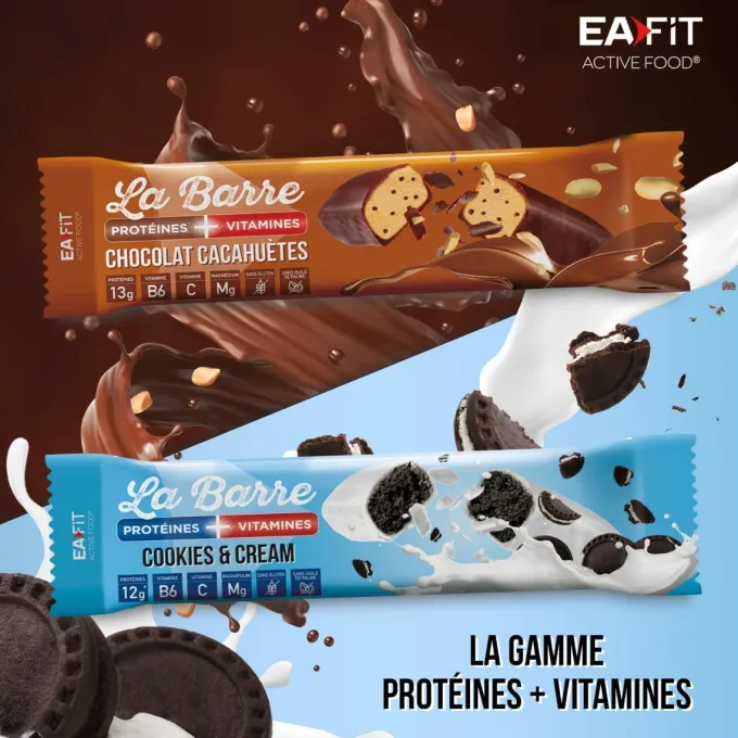 EAFIT LA BARRE PROTÉINES + VITAMINES 49 G - COOKIES & CREAM - LOT DE 24