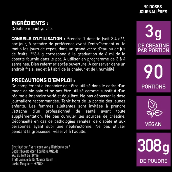 EAFIT Pure Créatine 308 g poudre - 3 mois