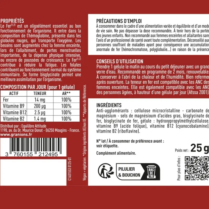 Fer bisglycinate 14 mg - 60 gélules
