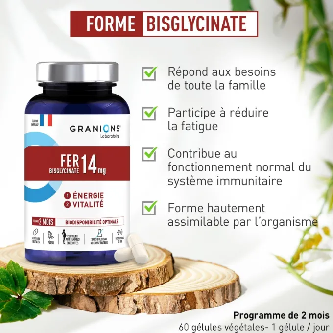 Fer bisglycinate 14 mg - 60 gélules