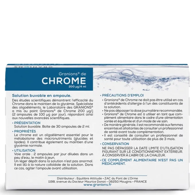GRANIONS de Chrome 30 ampoules