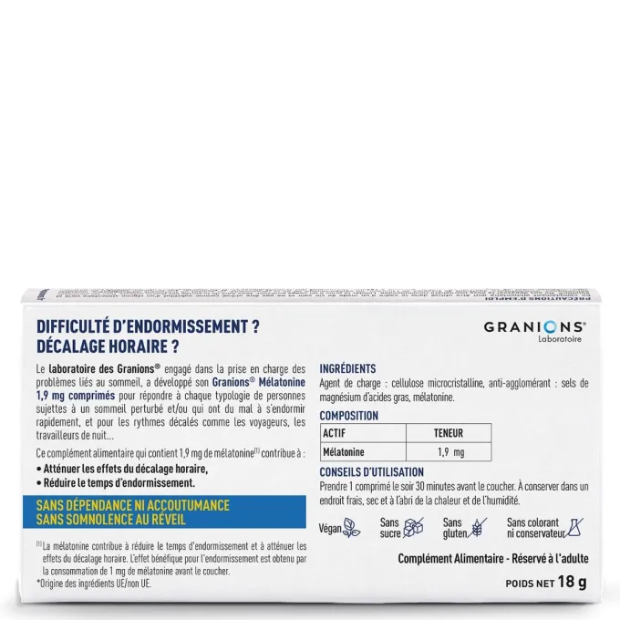 GRANIONS Mélatonine 1,9 mg