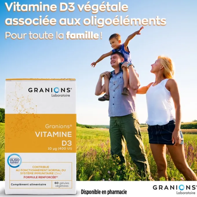 GRANIONS Vitamine D3 végétale 60 gélules