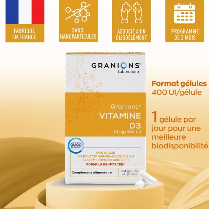 GRANIONS Vitamine D3 végétale 60 gélules