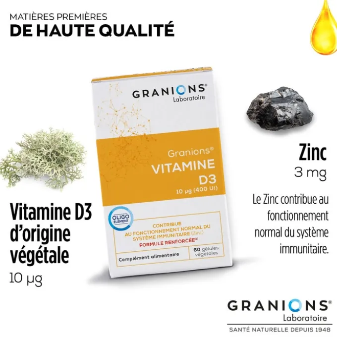 GRANIONS Vitamine D3 végétale 60 gélules