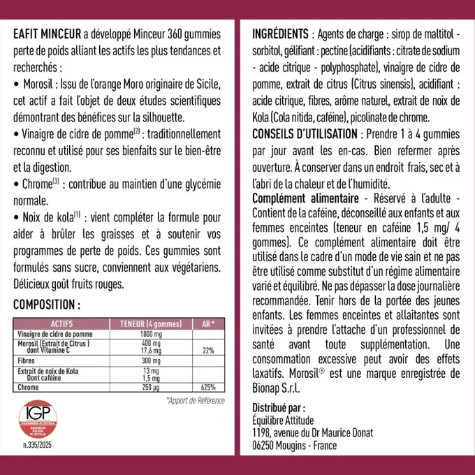 Gummies Morosil, Vinaigre de cidre de pomme Minceur 360