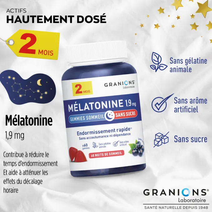 Gummies sommeil mélatonine 1,9 mg