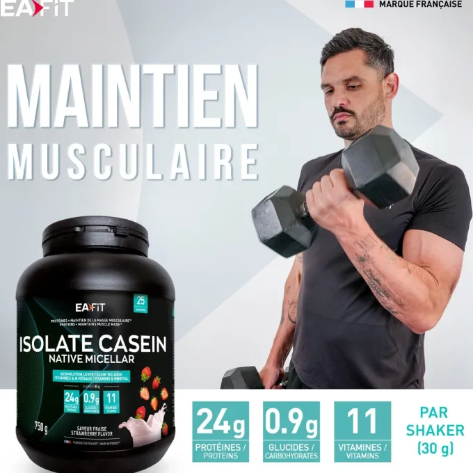 Isolate Casein Native Micellar Fraise 750g