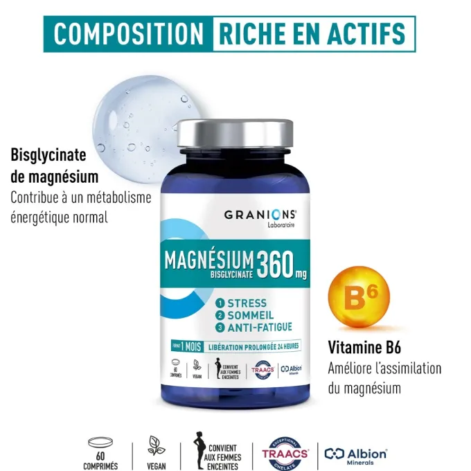 Magnésium bisglycinate 360 mg - 60 comprimés
