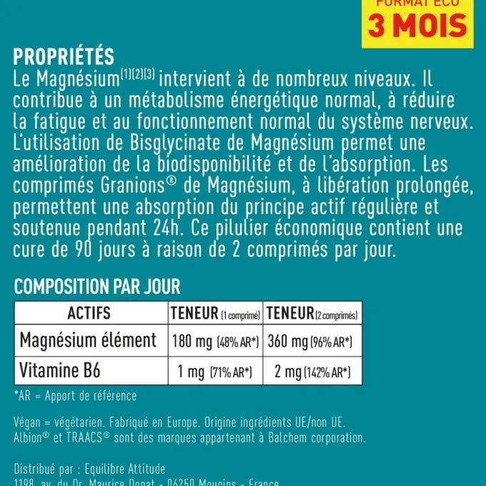 Magnésium bisglycinate 360 mg - Format 3 mois
