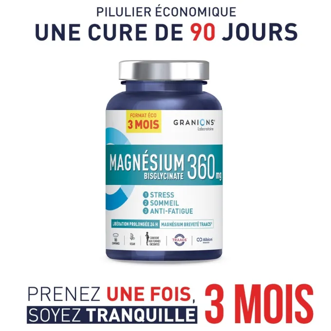 Magnésium bisglycinate 360 mg - Format 3 mois