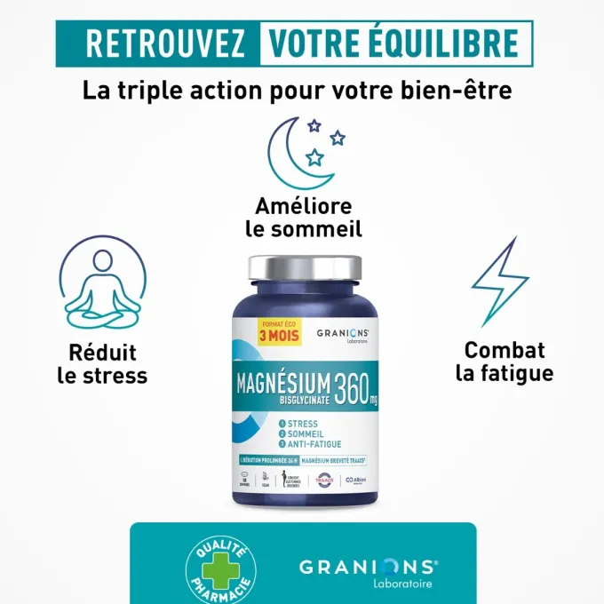 Magnésium bisglycinate 360 mg - Format 3 mois