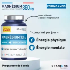 Magnésium Marin + Bisglycinate Format éco 6 mois
