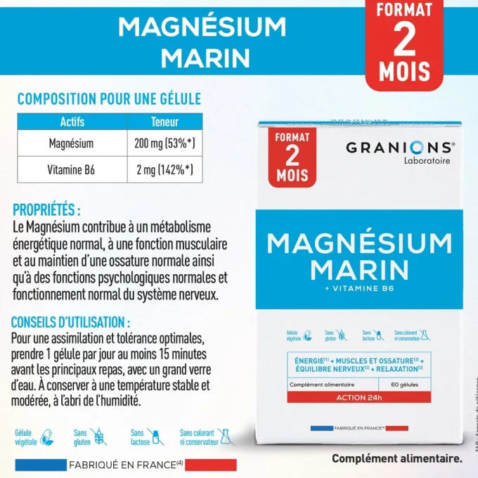 Magnésium marin gélule - 200 mg