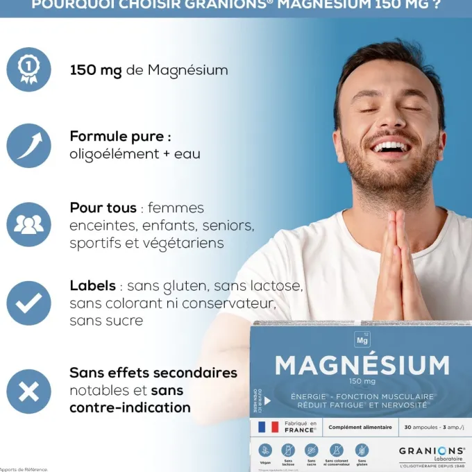 Magnésium 150 mg - 30 ampoules buvables