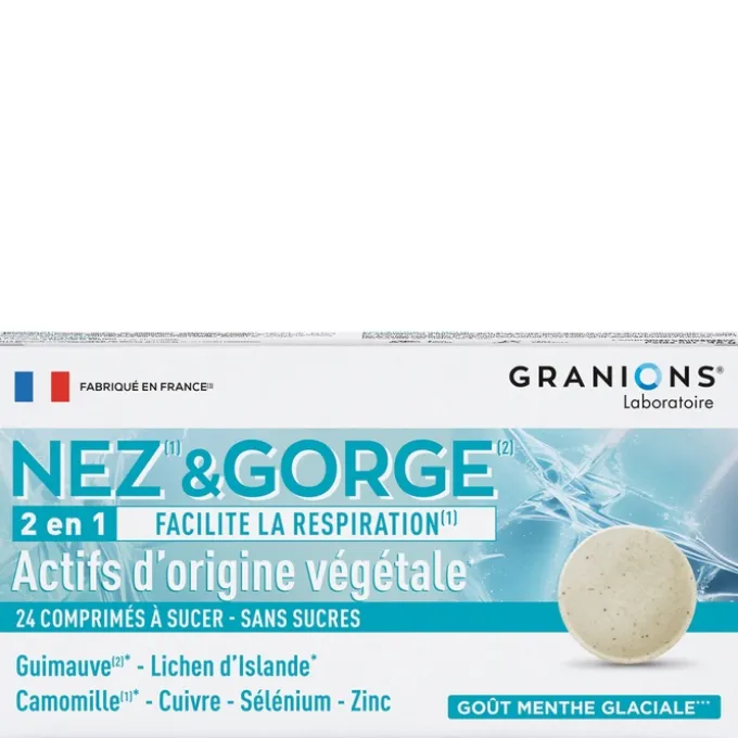 Nez & Gorge - 2 en 1 - 24 comprimés - Menthe glaciale