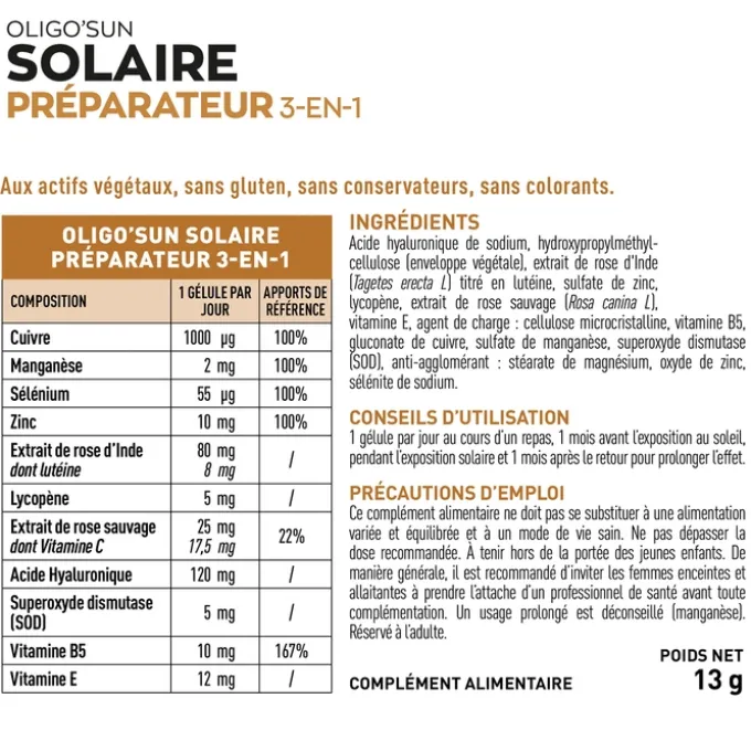 Oligo'Sun - Préparateur Solaire 3-en-1 - Format 2 mois