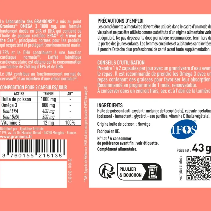 Oméga 3 Epax® 1000 mg 60 capsules