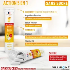 Pastille hydratation Électrolytes à la caféine- HYDROP Citron
