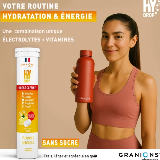 Pastille hydratation Électrolytes à la caféine- HYDROP Citron