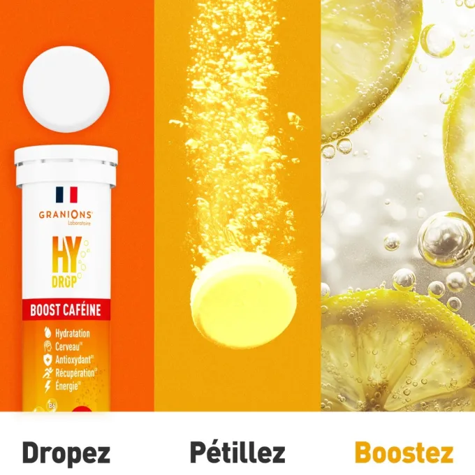 Pastille hydratation Électrolytes à la caféine- HYDROP Citron