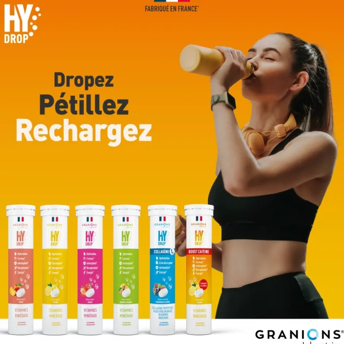 Pastille hydratation Électrolytes à la caféine- HYDROP Citron