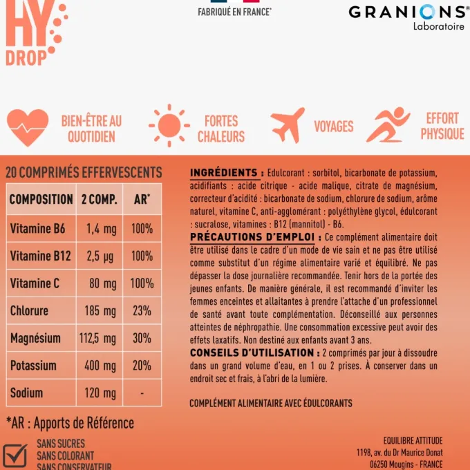 Pastille hydratation Électrolytes HYDROP - Pêche