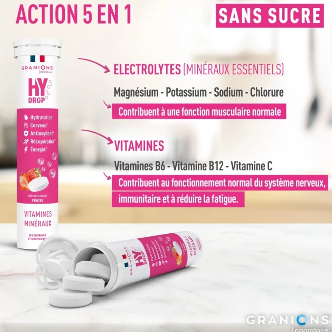 Pastille hydratation Électrolytes HYDROP - Fraise