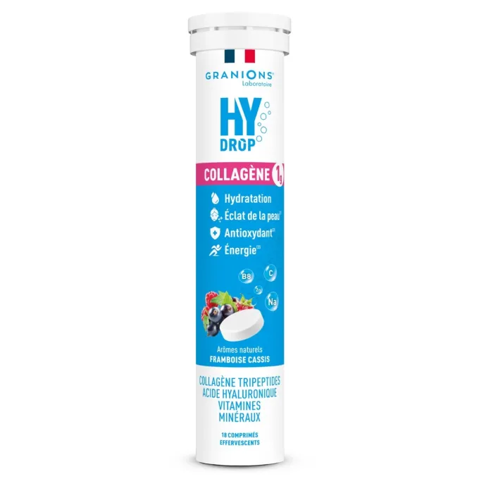 Pastille hydratation Électrolytes au Collagène - HYDROP framboise-cassis