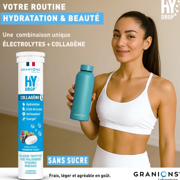 Pastille hydratation Électrolytes au Collagène - HYDROP framboise-cassis