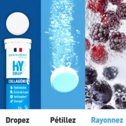 Pastille hydratation Électrolytes au Collagène - HYDROP framboise-cassis