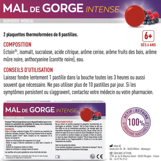 Pastilles Mal de Gorge Intense