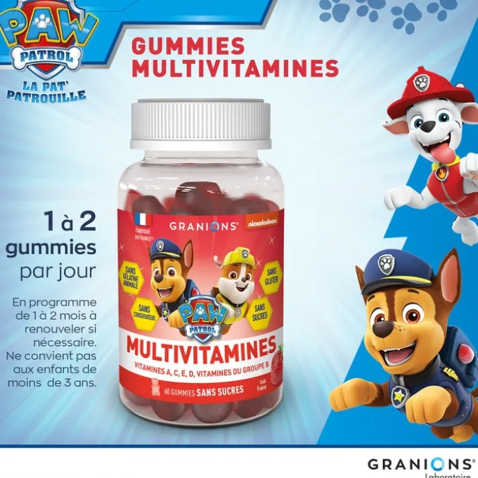 Pat Patrouille - Gummies Multivitamines - 60 Gummies - Fraise